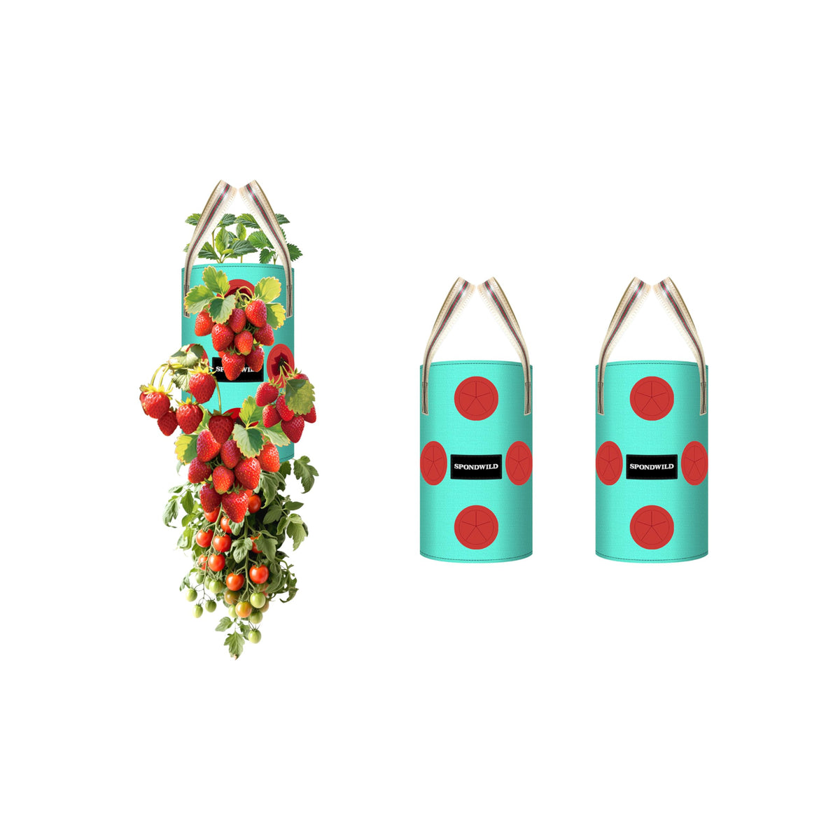 SPONDWILD 3-pack hanging strawberry planters with 1-gallon capacity for balcony gardens
