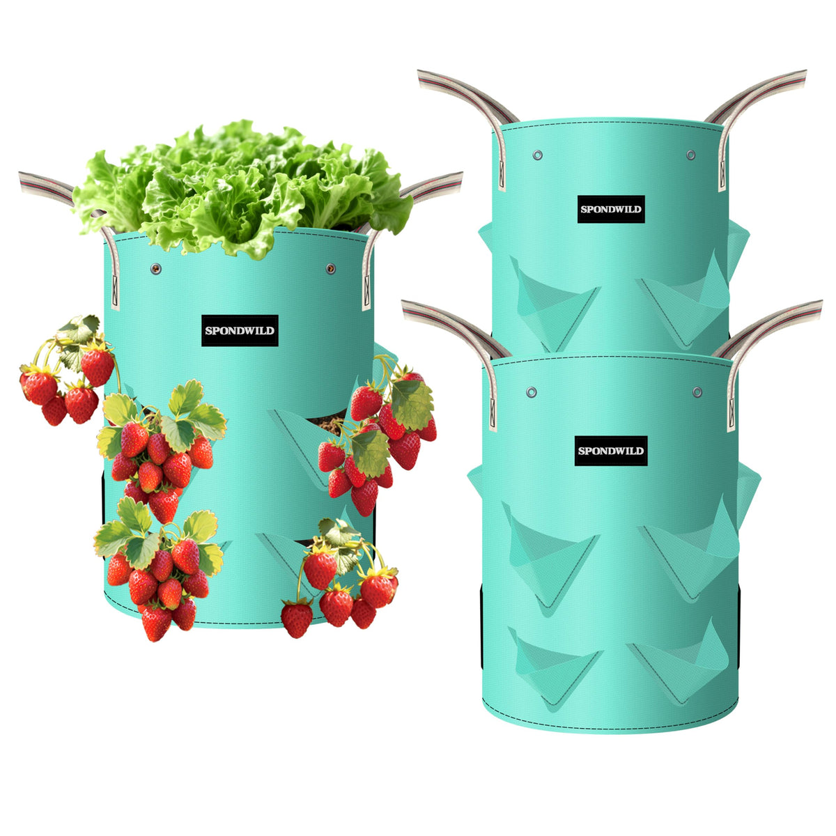 SPONDWILD 3-Pack 10 Gallon Grow Bags with breathable windows for healthy root airflow