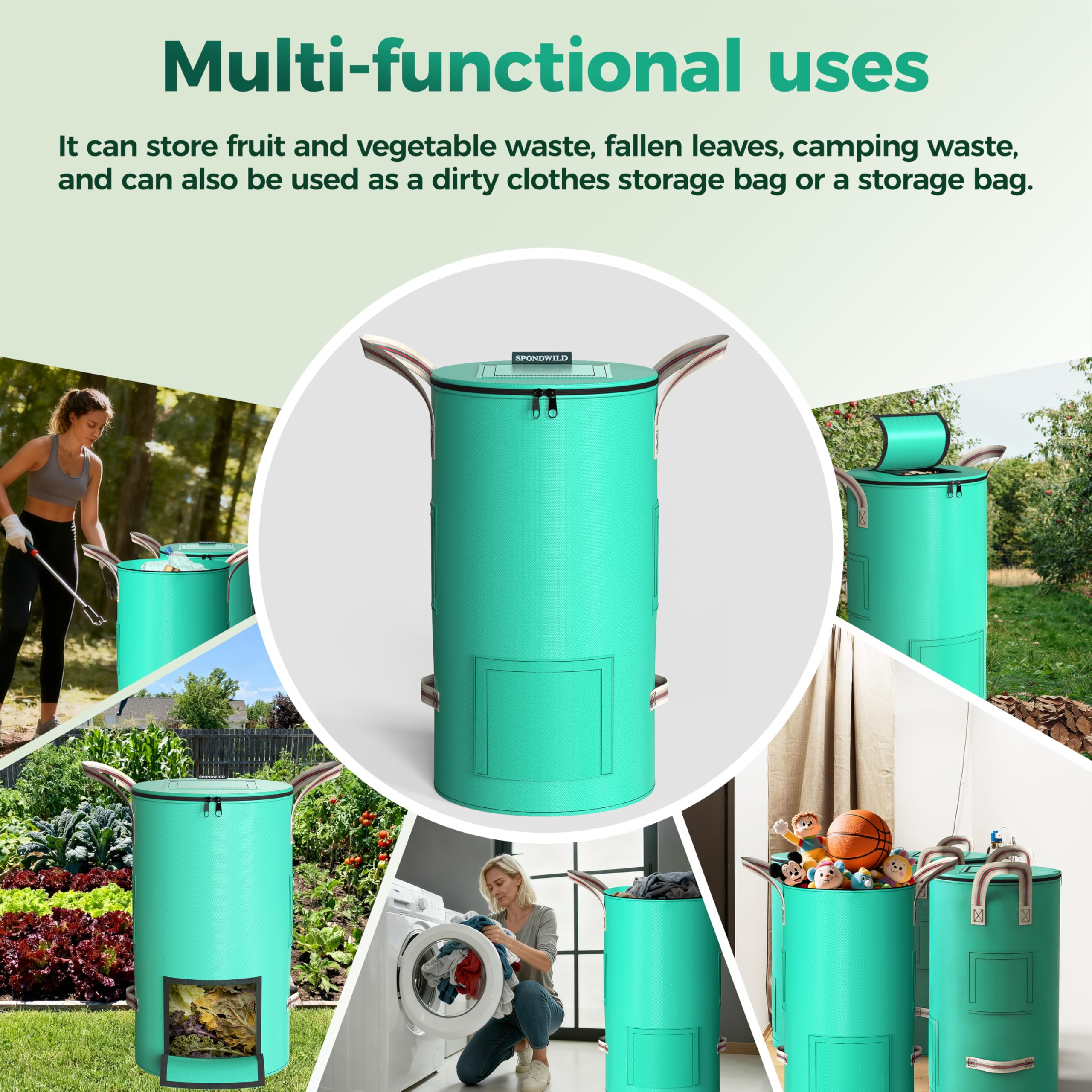 SPONDWILD four reinforced handles for easy lifting and dumping