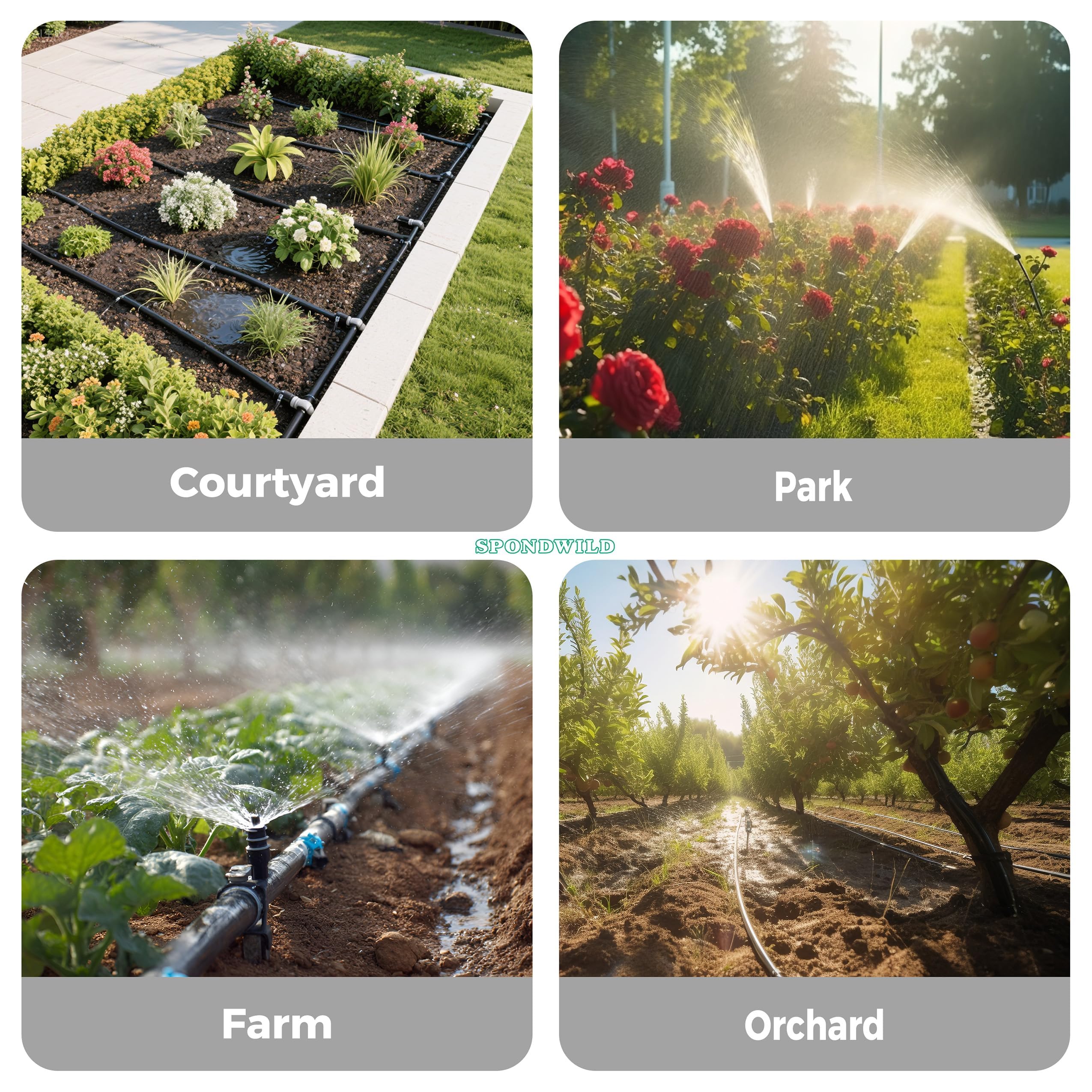 SPONDWILD 50 ft tubing for reliable irrigation across pots and beds.