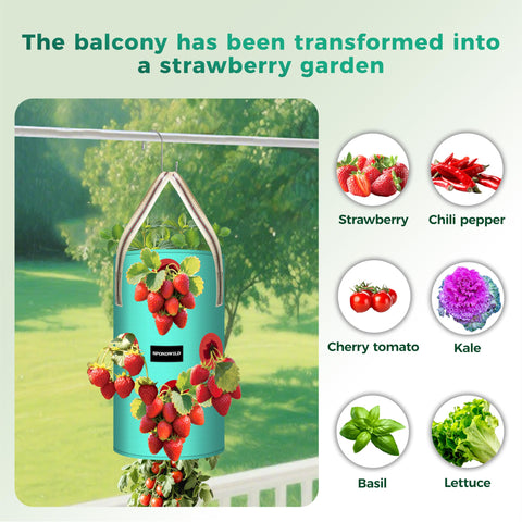 Reinforced long handles on a Spondwild planter for secure hanging.