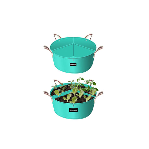 SPONDWILD upgraded 2-pack front view showing three planting zones for diverse crops.