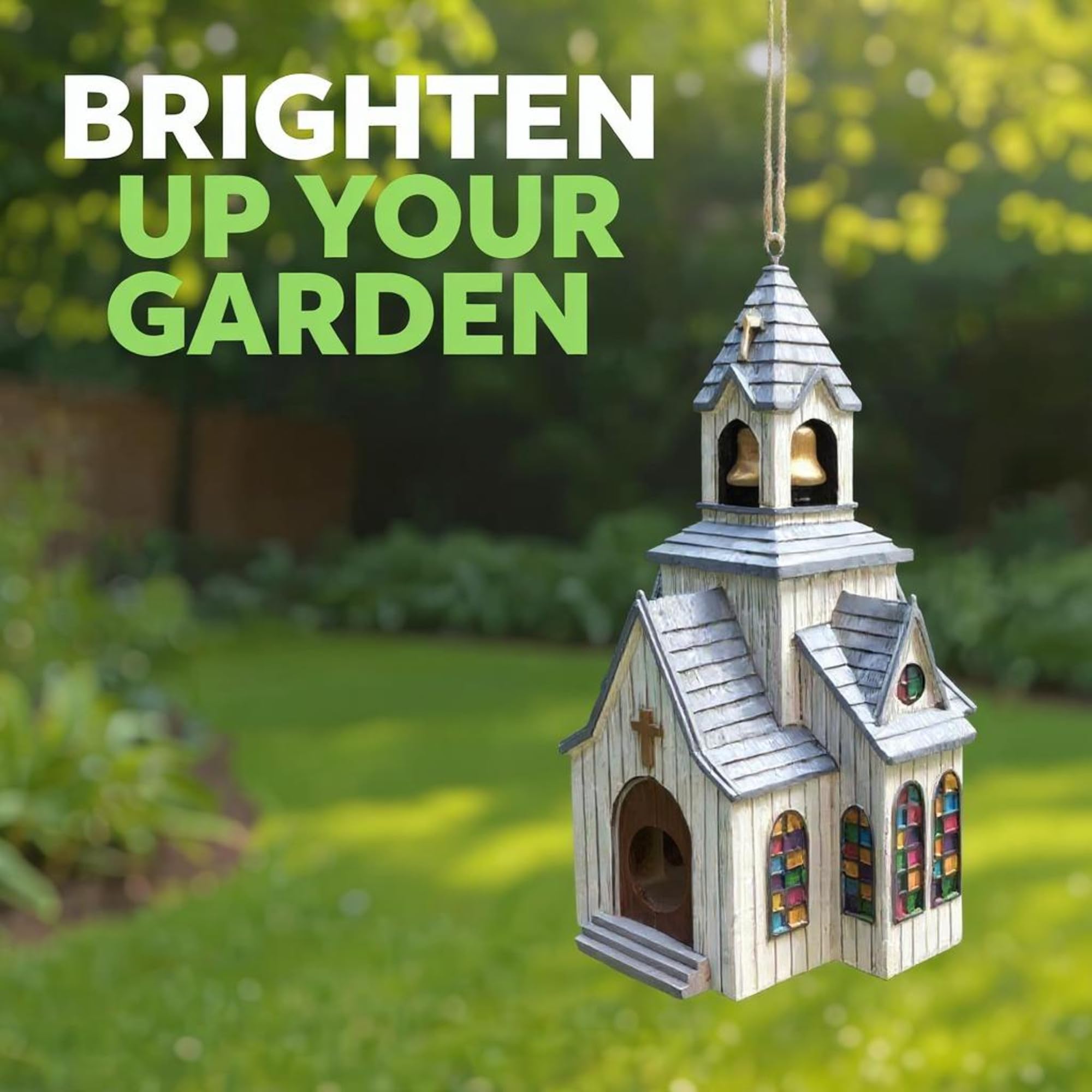 Spoontiques birdhouse outdoor décor in resin, ideal for tree or patio display.