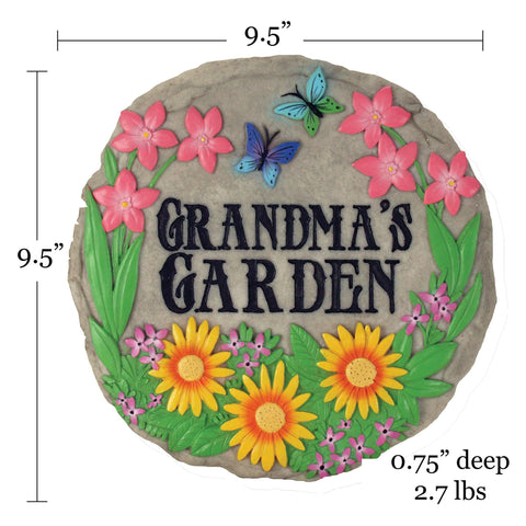 Spoontiques stepping stone measures about 9-5/8 inches in diameter