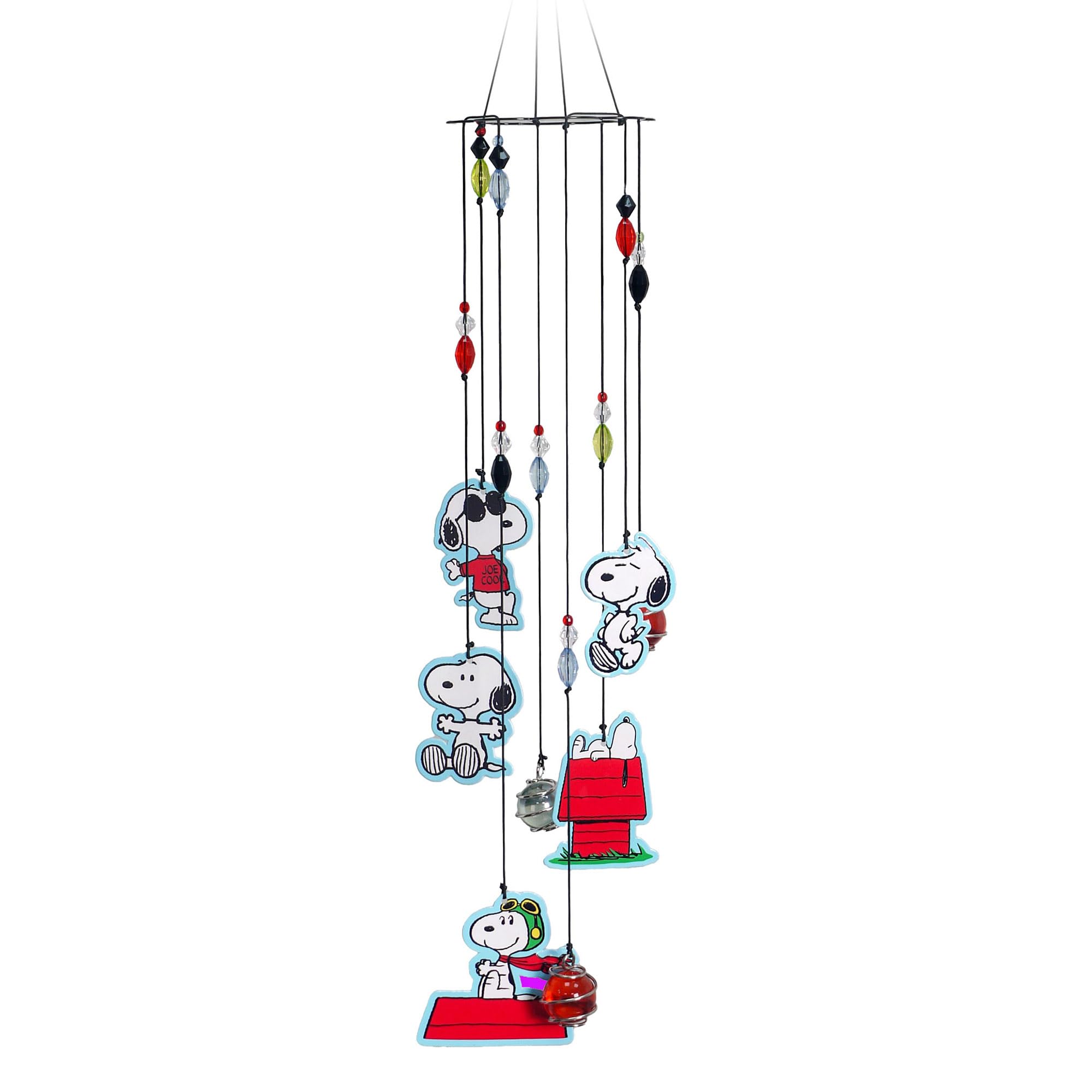 Spoontiques Snoopy Wind Chime in garden for whimsical outdoors and gentle sound.