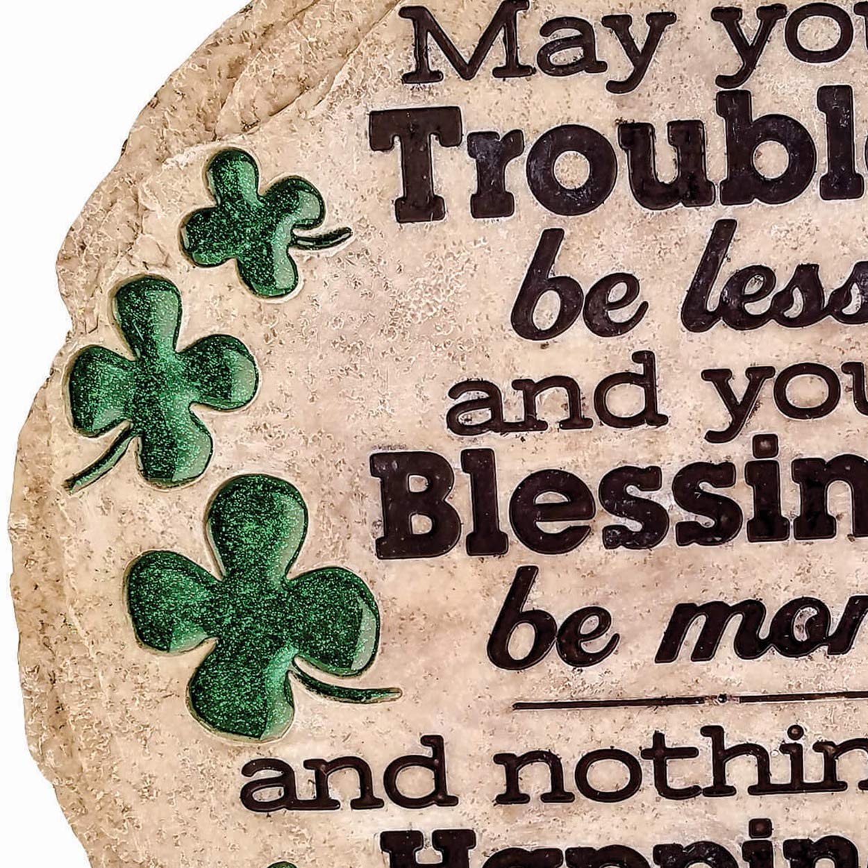 Spoontiques St Patrick's Day stepping stone indoor wall plaque back hardware for hanging.