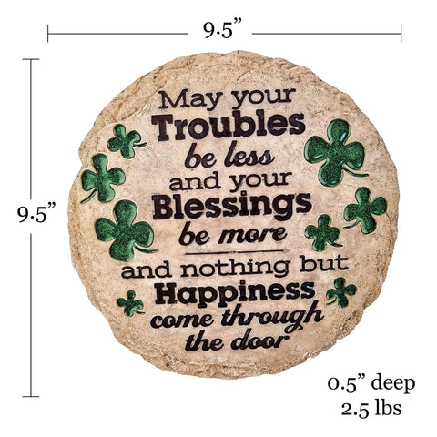 Spoontiques St Patrick's Day stepping stone patio display brightening outdoor spaces.
