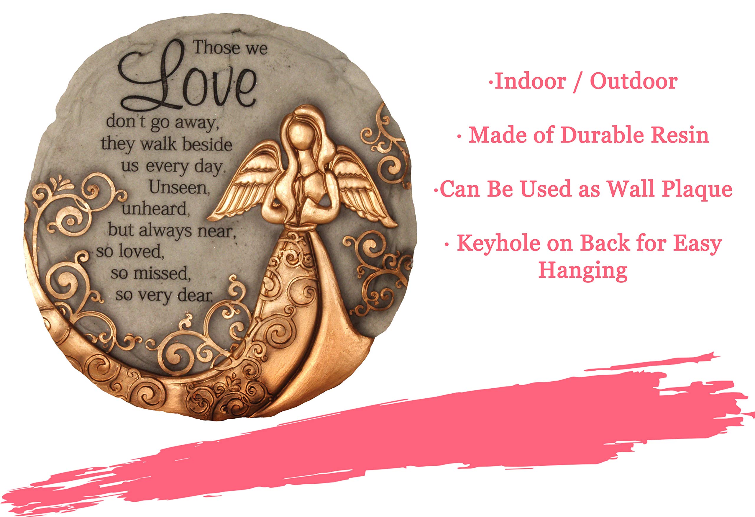 Spoontiques wall plaque bronze angel stone doubles as wall art or garden accent.