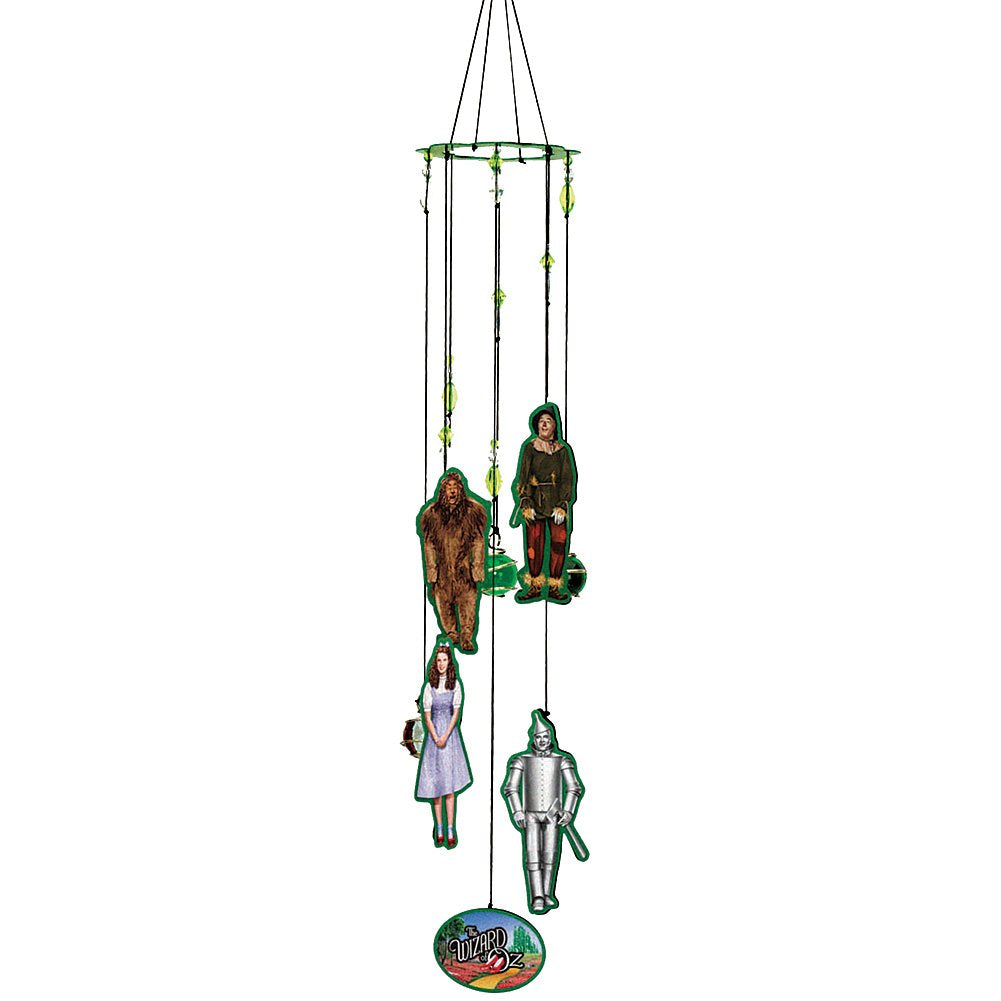 Spoontiques Wizard of Oz wind chime enhances outdoor whimsy with soothing metal tones.