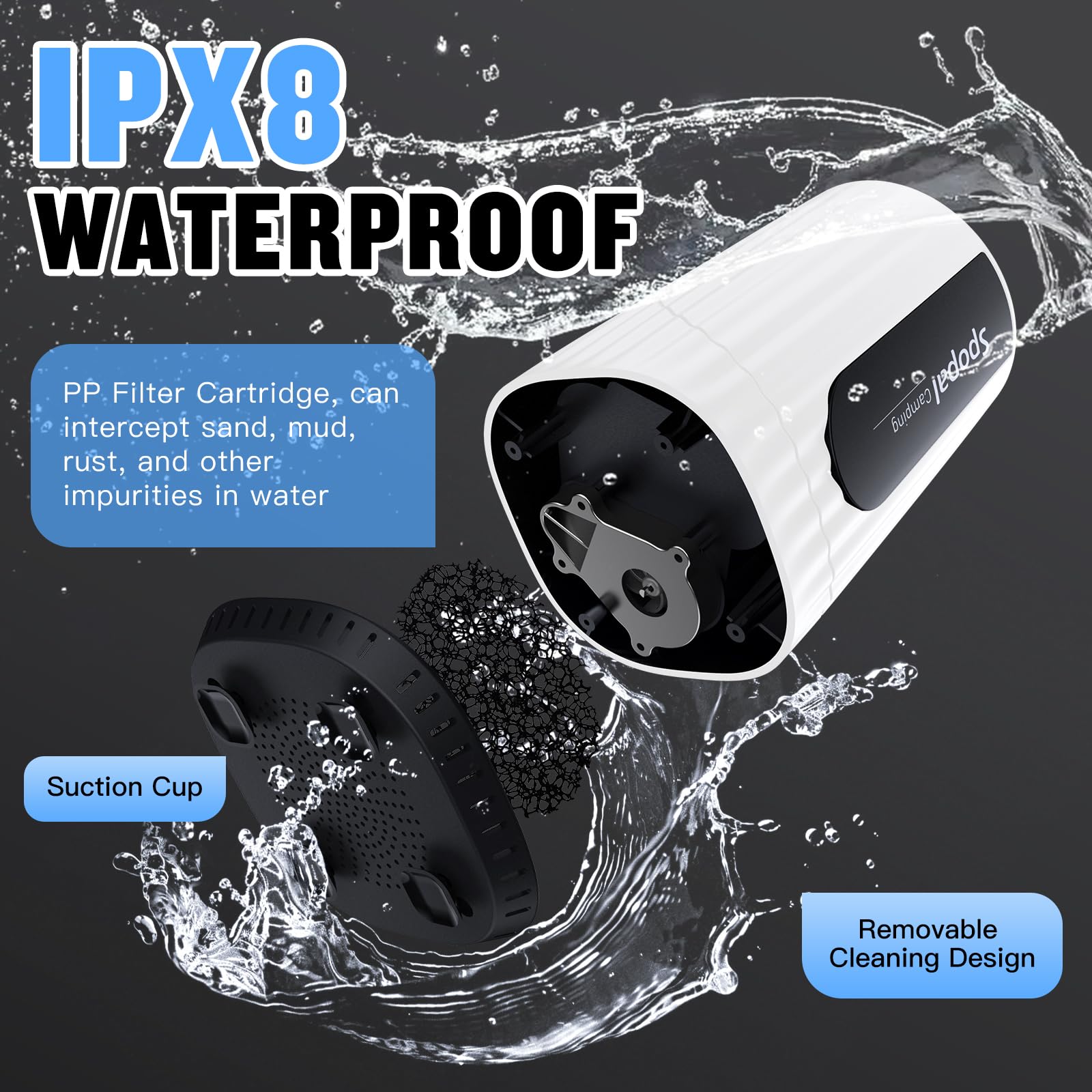 Spopal 2m anti-kink hose with multi-angle hanging hook for flexible setup.