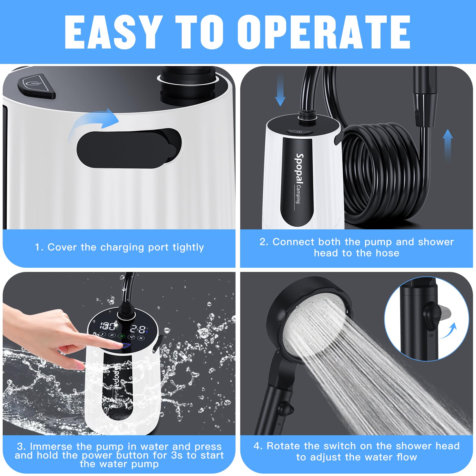 Spopal mesh storage bag and sturdy stand for easy transport.