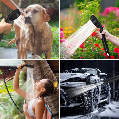 Spopal portable shower setup ready in 60 seconds for easy outdoor cleaning.