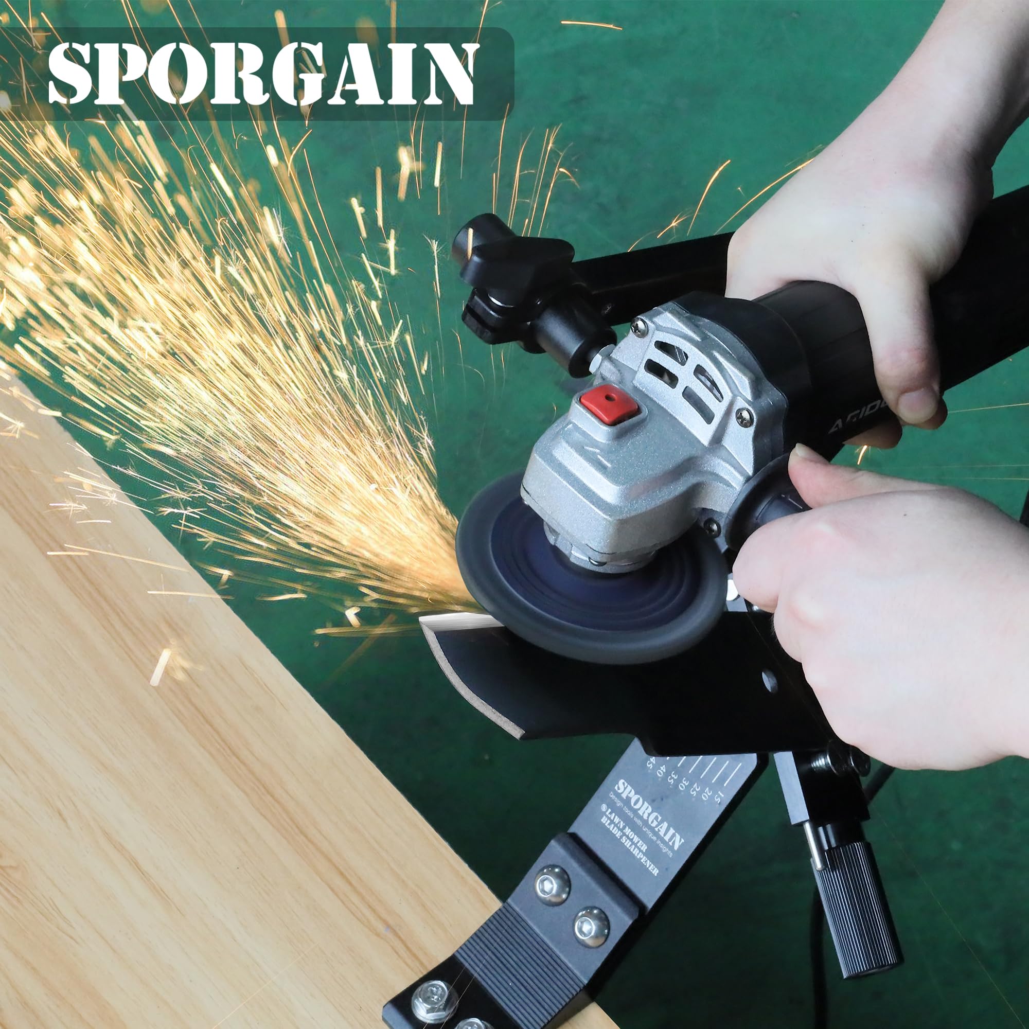 SporGain adjustable 15°-45° frame showing range of blade angles.