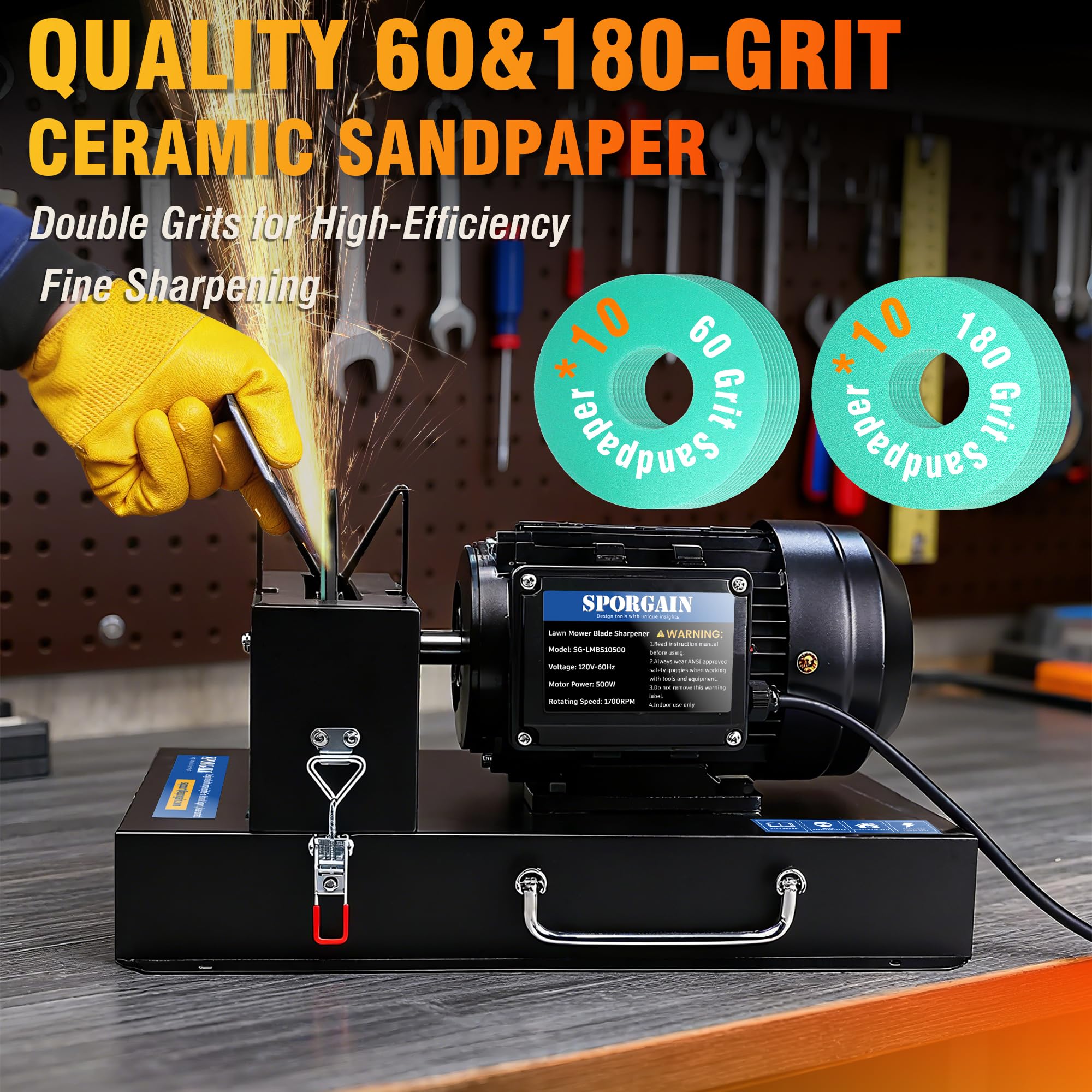 SporGain snap-lock design speeds sandpaper changes for efficient sharpening.