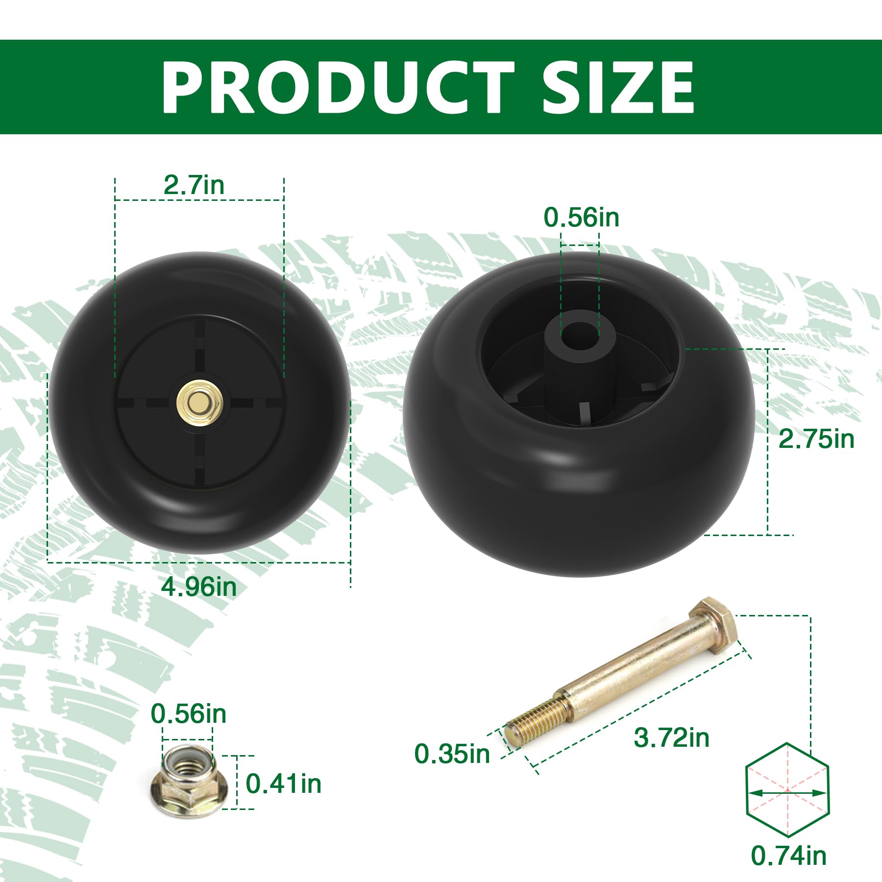 Sporthfish two-pack wheels mounted on mower for even cutting