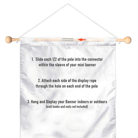 Sports Flags Pennants Garden Flag Banner Pole Wood Hanger fits flags up to 13.5 inches wide