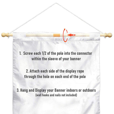 Sports Flags Pennants pole accommodates dynasty banners under 30 inches for a clean look.