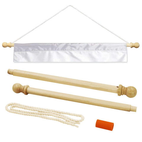 Sports Flags Pennants wood banner pole includes adjustable rope for versatile hanging.