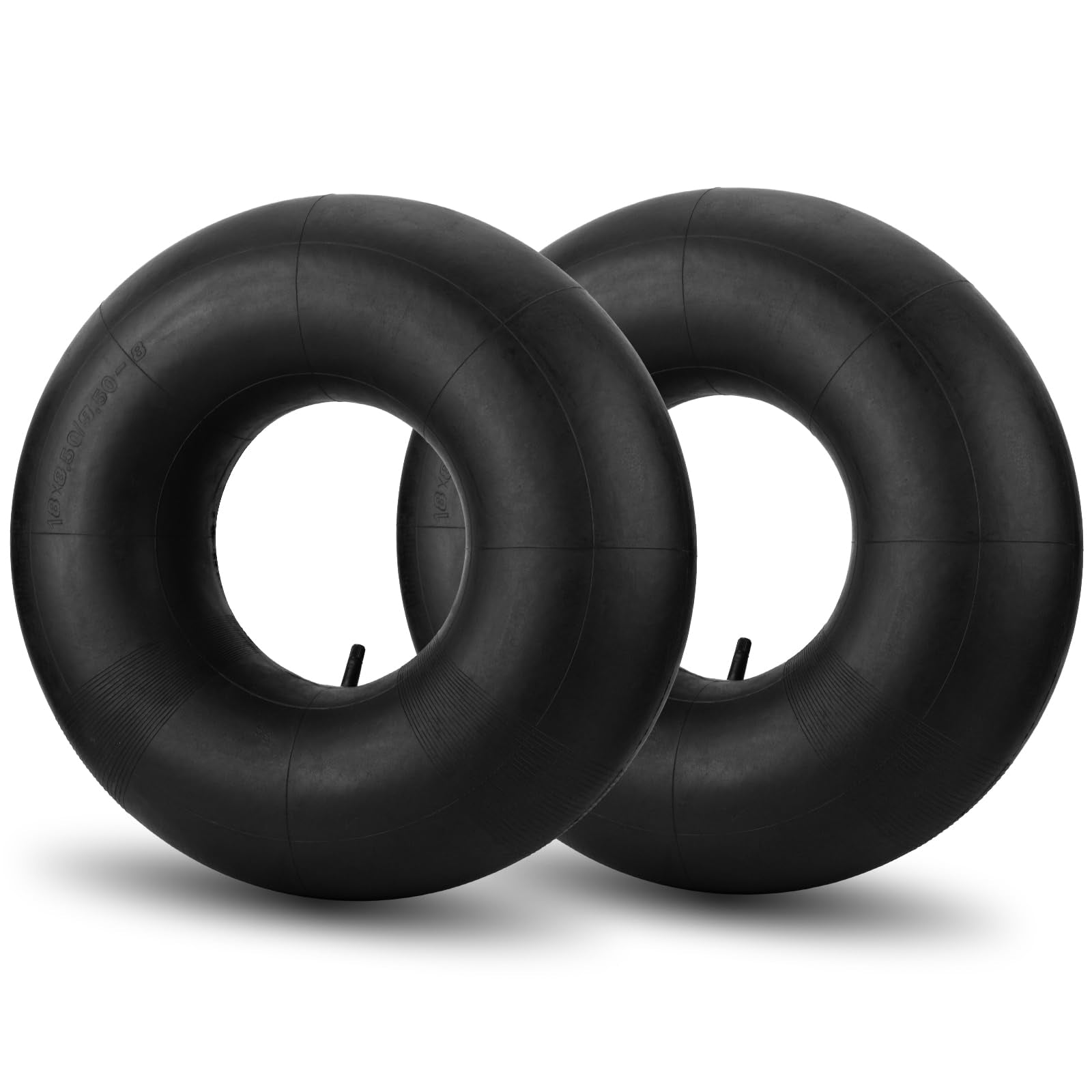 SPORTYOUTH inner tube for 18x8.50-8 tires, front view, ready for lawn equipment.