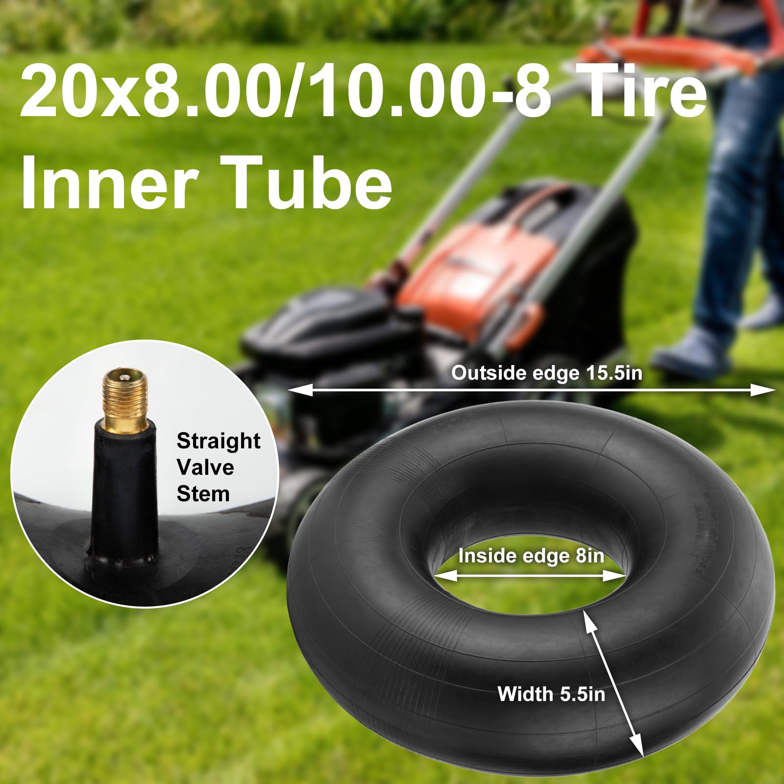 SPORTYOUTH 20x10-8 inner tube with straight valve for utility carts