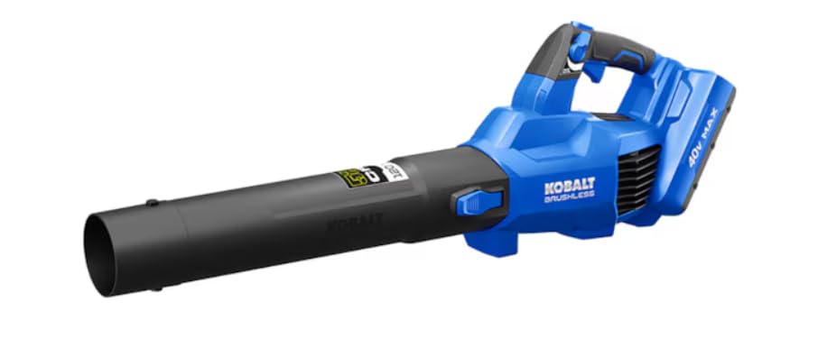 SPPRANDOM Kobalt Gen4 40V handheld leaf blower in action for cordless yard cleanup.