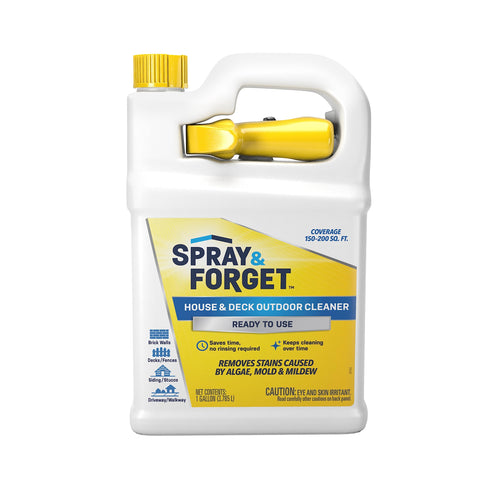 Spray & Forget ready-to-use bottle with nested trigger for easy outdoor cleaning.