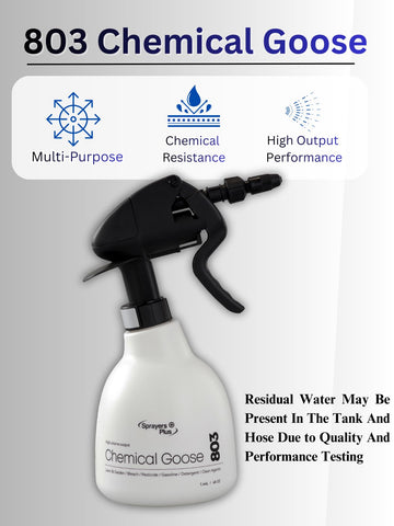 Sprayers Plus 803 Goose bleach-safe seals ensure durable performance.