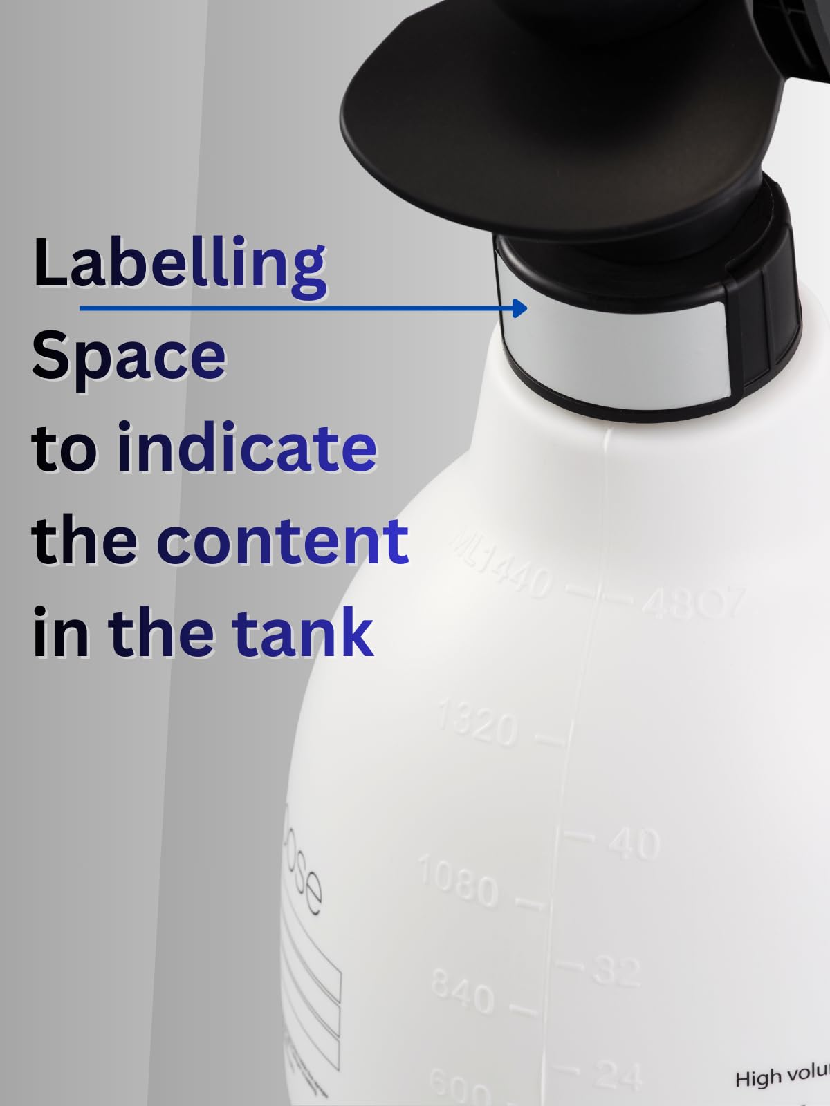 Sprayers Plus 803 Goose wide mouth for easy filling.