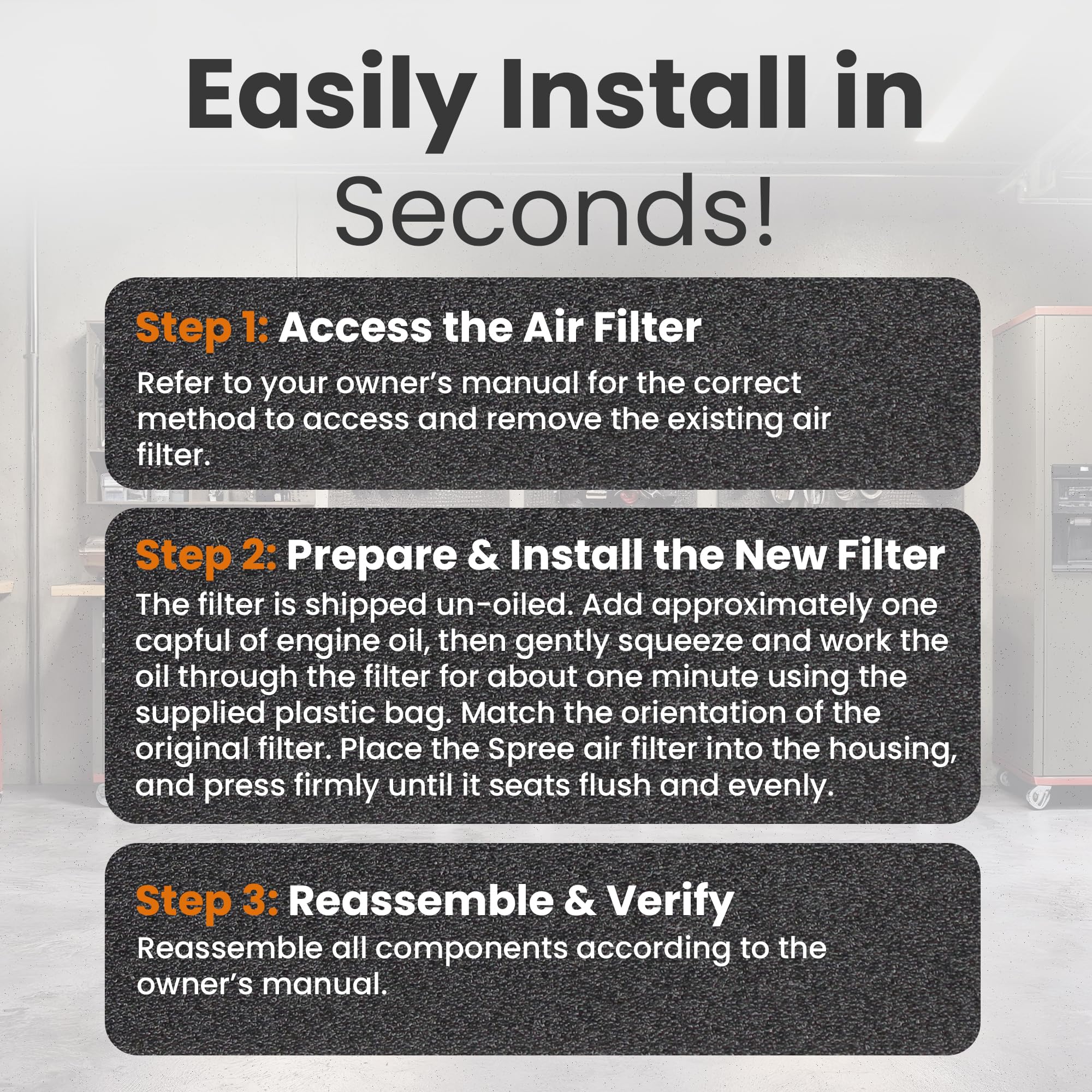 Easy-to-install air filter by Spree for DIYers.