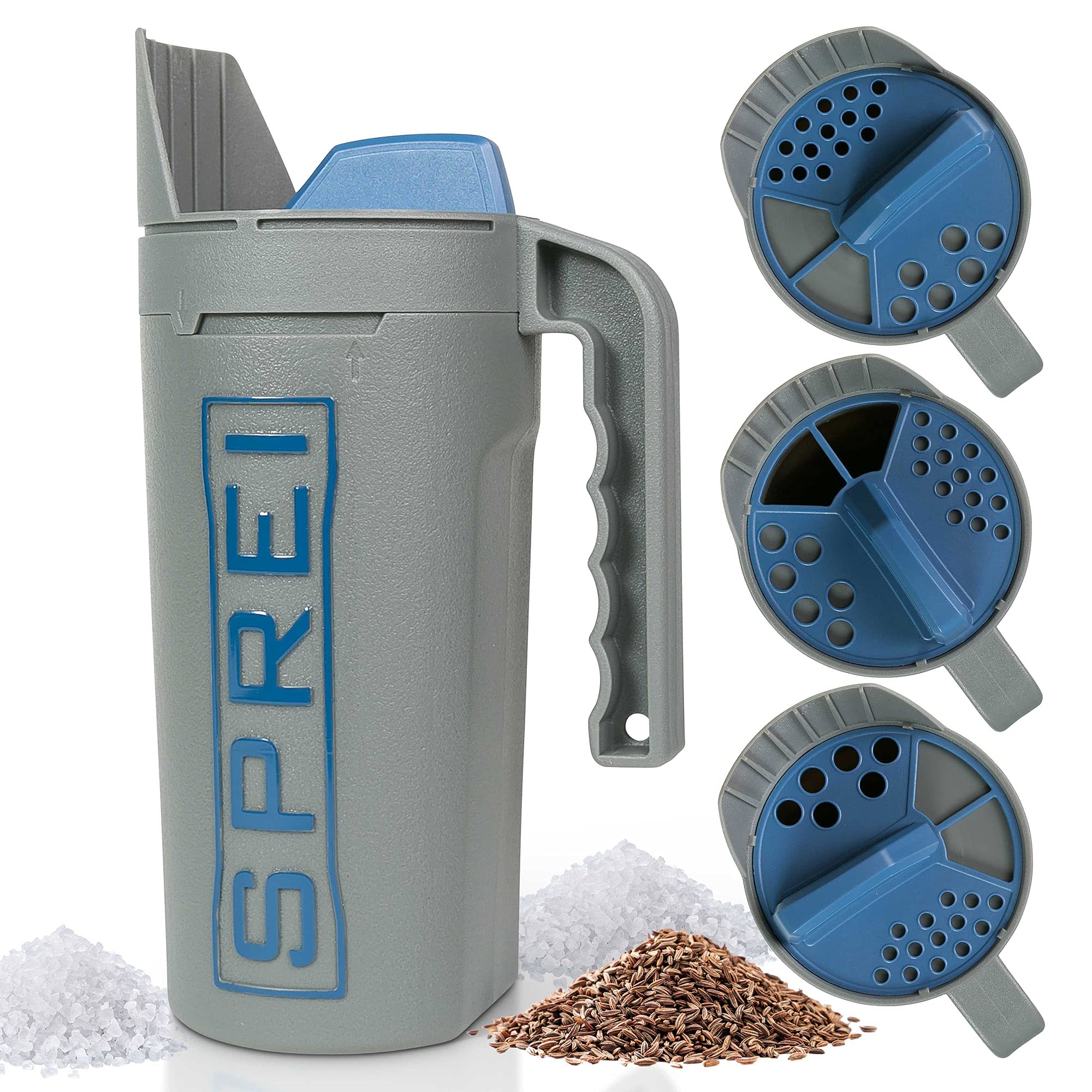 SPREI Spot Spreader 80 oz bottle ready for salt or seed distribution.