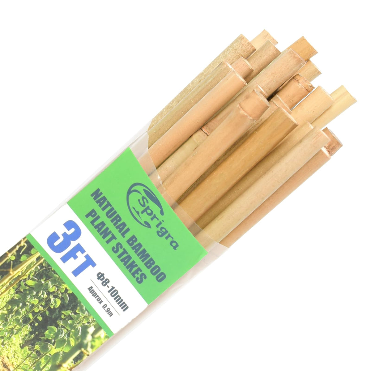 Sprigra bamboo stakes, 3 ft, pack of 30, durable garden supports for tomatoes and beans.