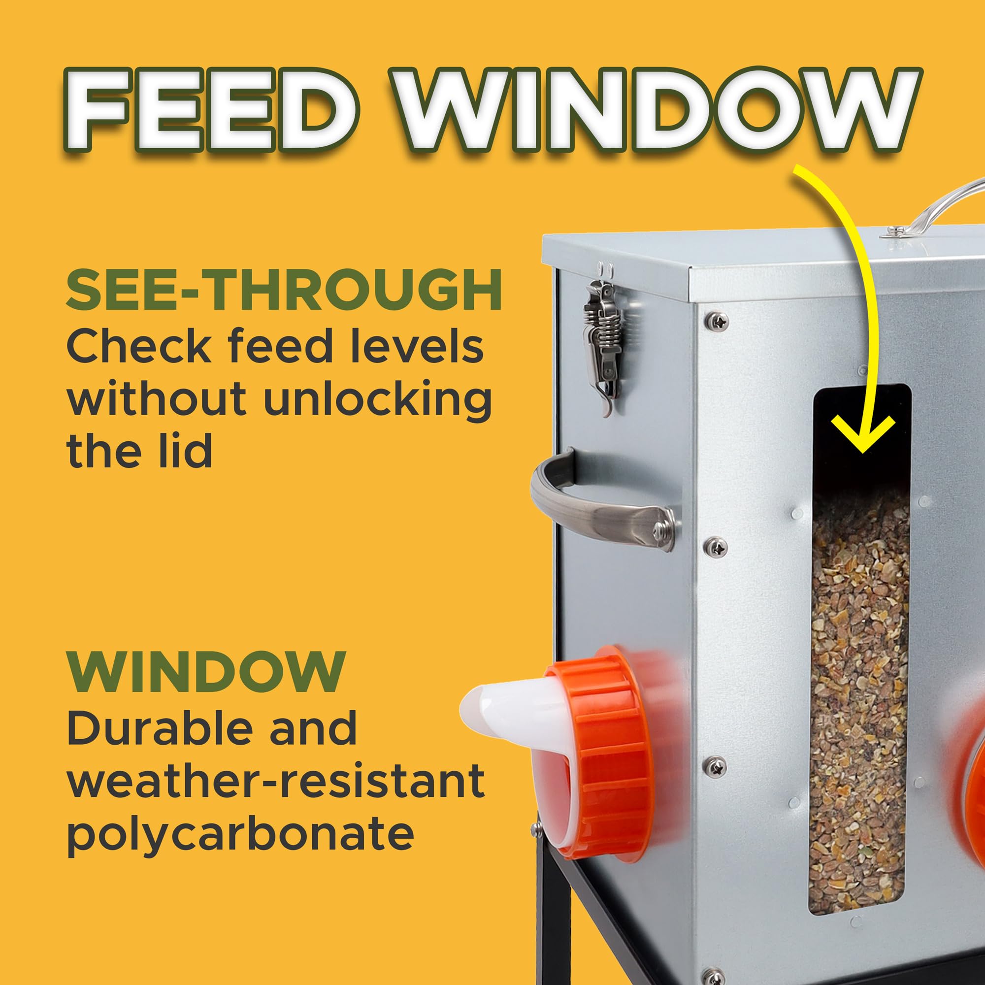 Sprigrown metal chicken feeder 40lb capacity reduces refills