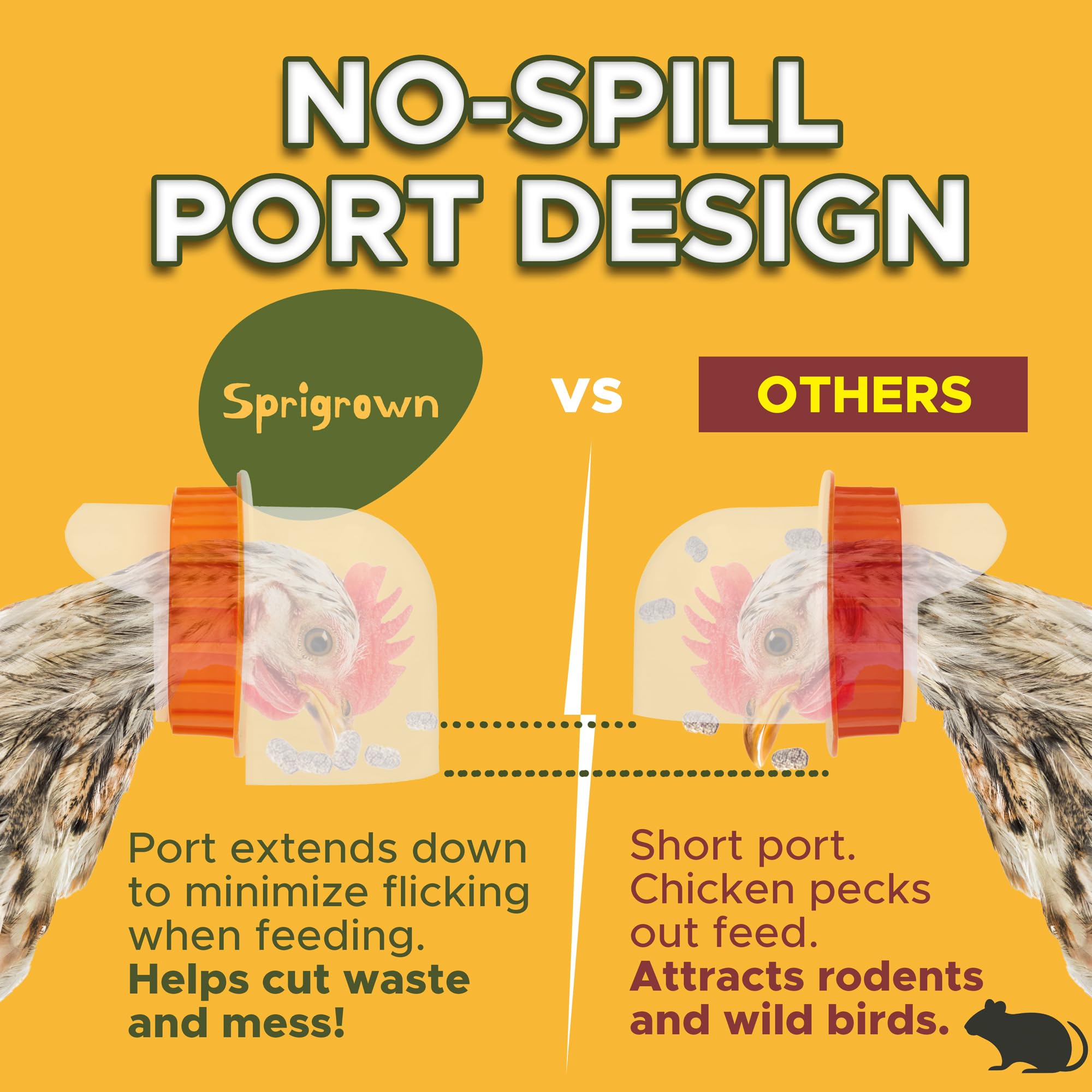 Sprigrown weatherproof pest-blocking design protects feed outdoors