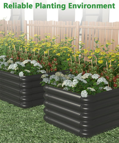 Sprimden black garden bed blends with outdoor decor