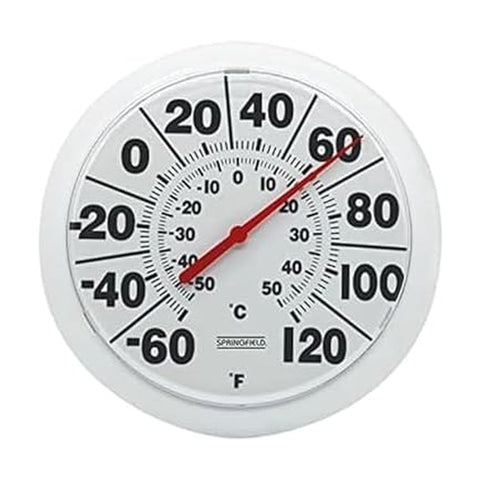 Springfield 8-inch dial thermometer for indoor outdoor use with clear readability