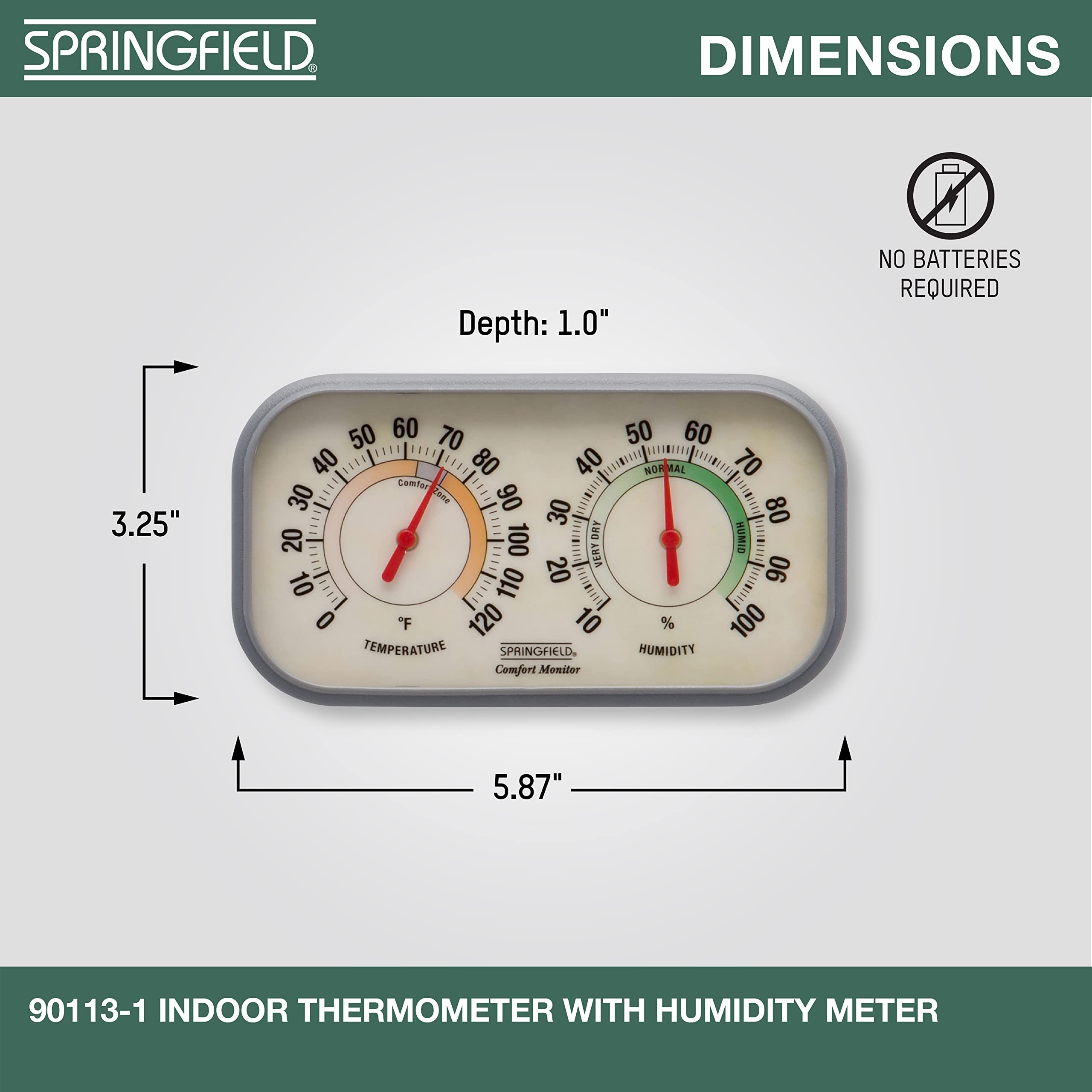 Springfield Double Gauge Design provides stylish, at-a-glance climate readings.