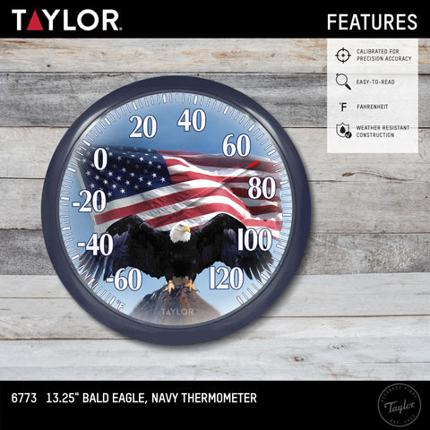 Springfield Taylor bald eagle thermometer lens provides clear viewing in all weather