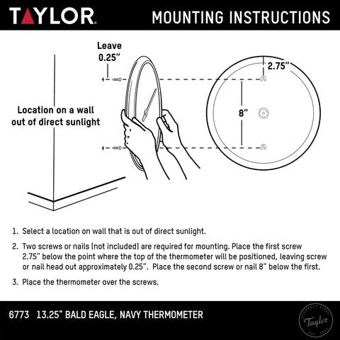 Springfield Taylor bald eagle thermometer wall hanger enables quick mounting