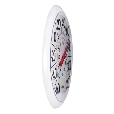 Bold numbers and red pointer enable quick readings on the Springfield thermometer.