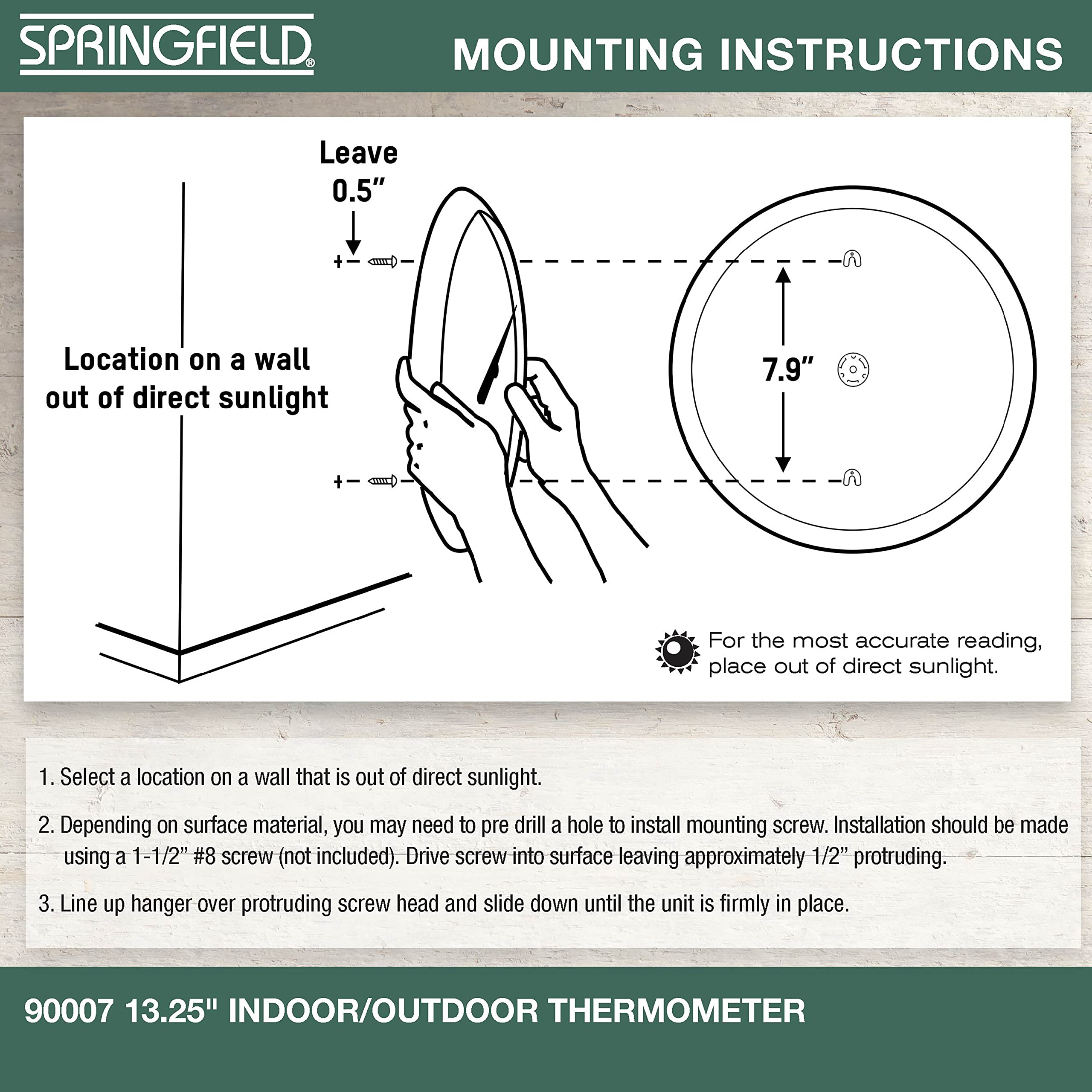 UV fade resistant graphics keep visuals vibrant outdoors on Springfield thermometer.