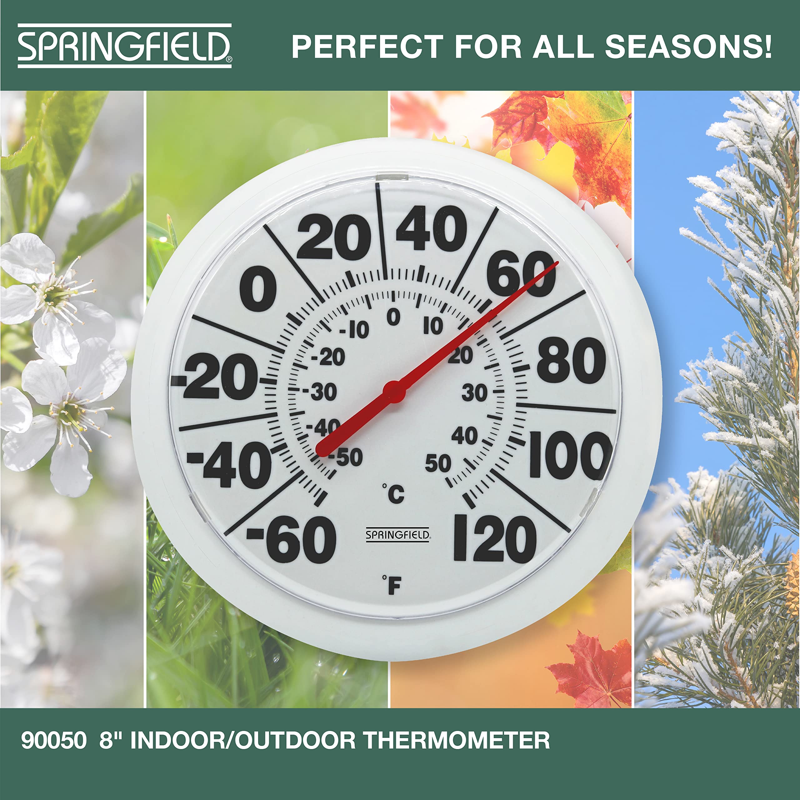 Springfield white-frame thermometer blends with decor while tracking indoor temperature