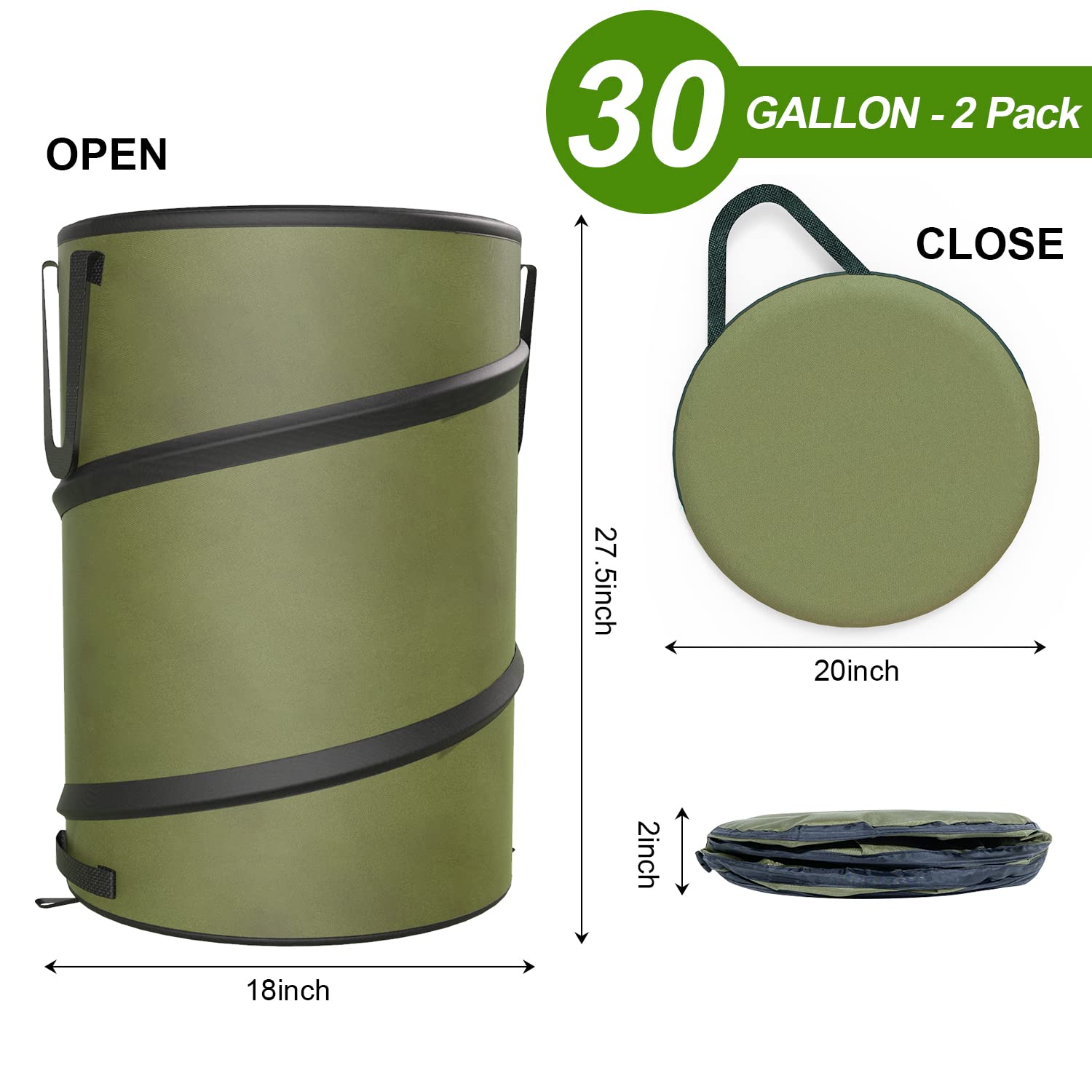 Sprinia collapsible trash can collapsed to a compact 3-inch height.