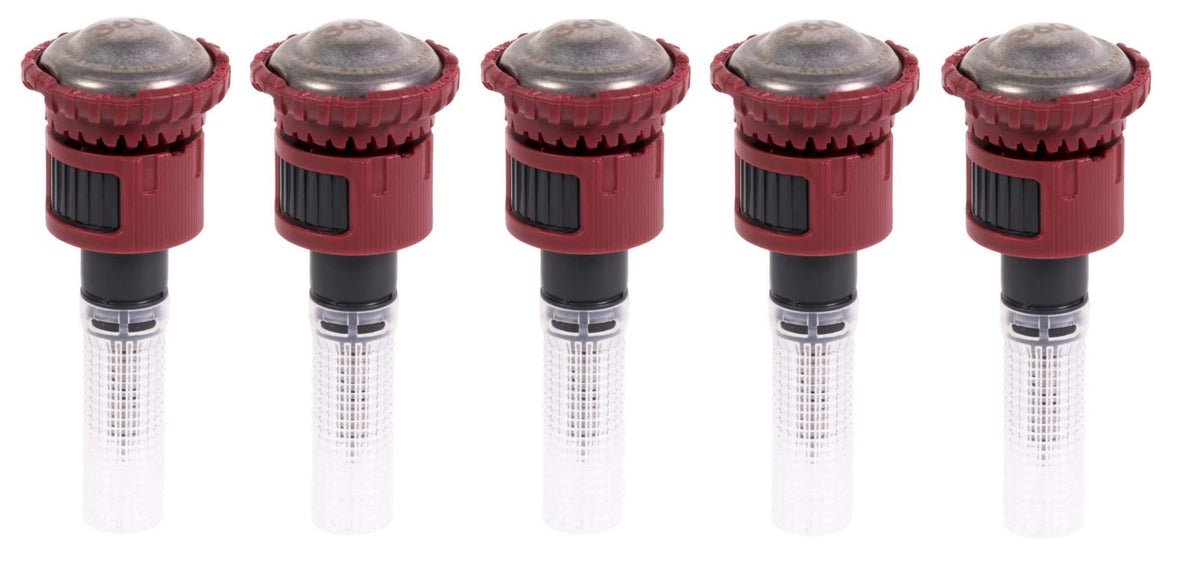 Sprinkler R-VAN24-360 nozzle close-up showing rotating streams for even watering.