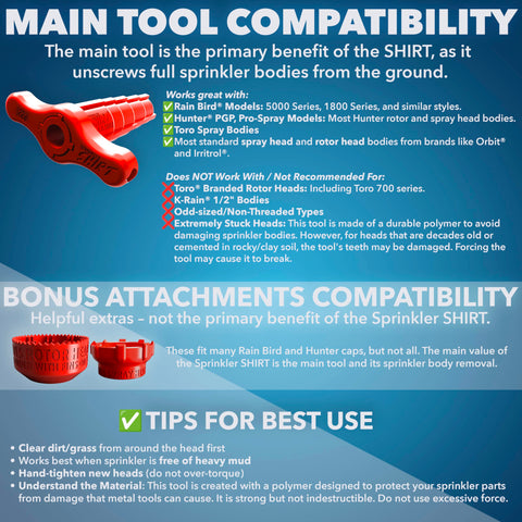 Sprinkler Tools code-red visibility helps locating in grass.