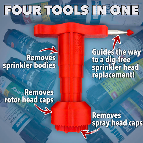 Sprinkler Tools deep-reach feature unscrews sunken heads with ease.