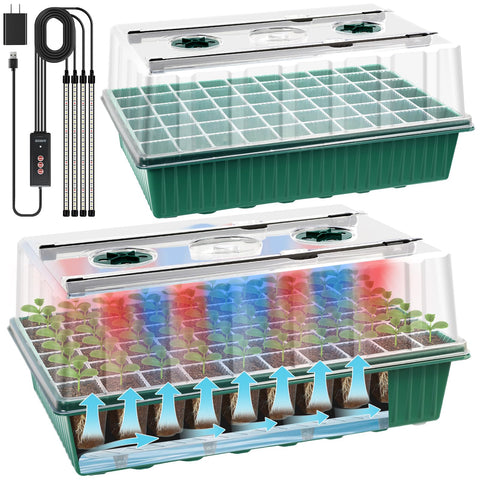 SprintGy 120-cell seed starter tray with grow light for efficient indoor germination