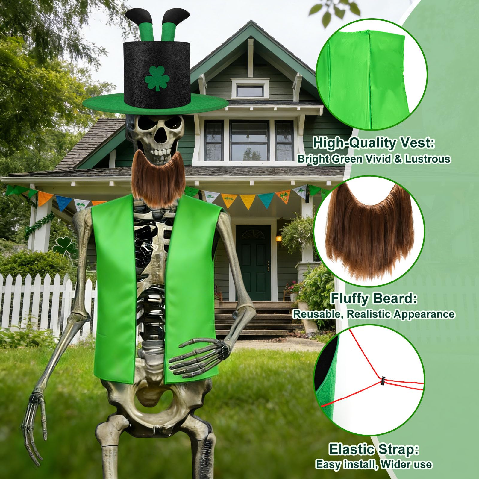 SprintGy 12ft skeleton beard with fluffy texture for a lifelike look