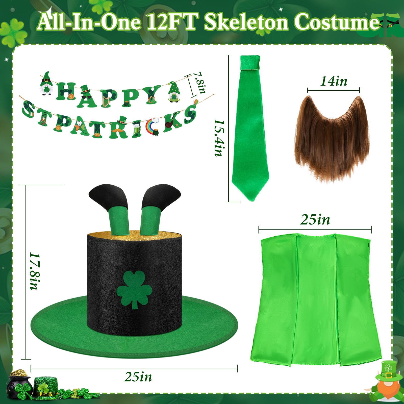 SprintGy 12ft skeleton vest shows bright colors to enhance yard decor