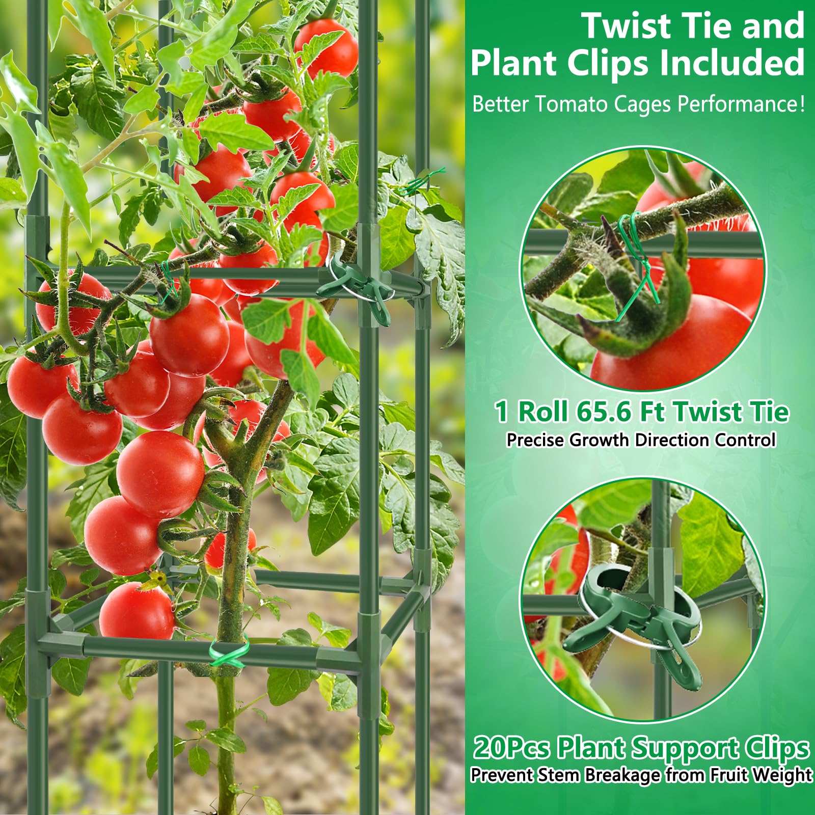 SprintGy complete-tomato-support set includes twist ties and clips for secure fruiting.