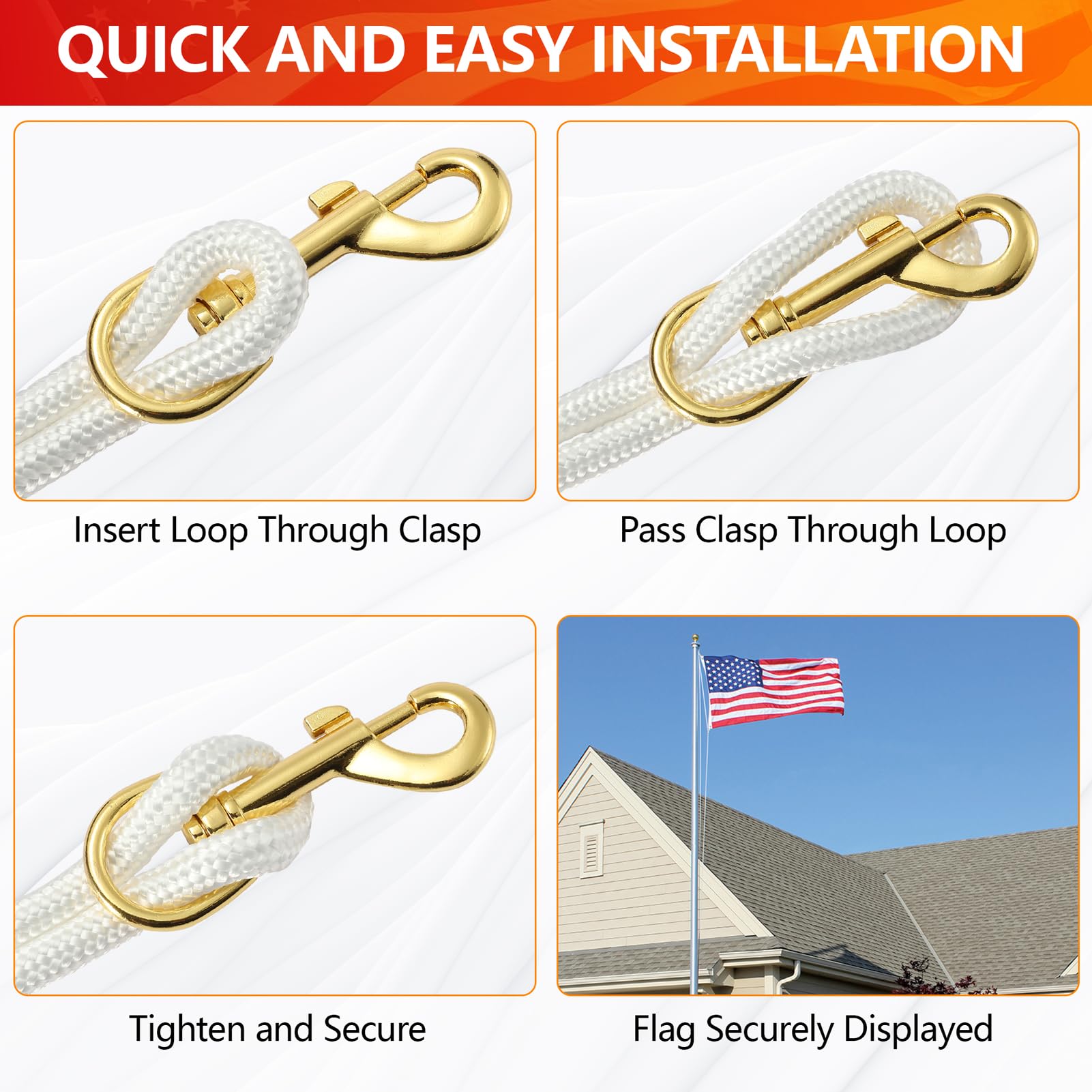 Sprookber easy installation makes flagpole rope replacement quick and simple.